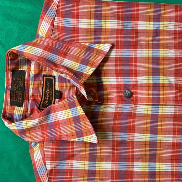 YSl Men’s Vintage Longsleeve Plaid Buttondown Top - Picture 7 of 9